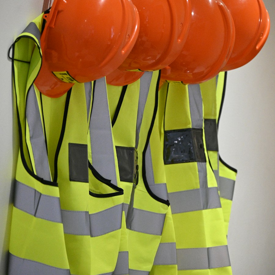 Hard hats and safety vests for occupational health